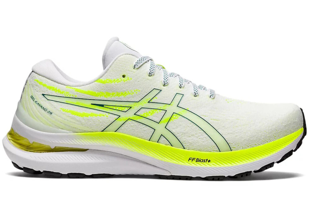 ASICS Gel-Kayano 29 White Velvet Pine Safety Yellow