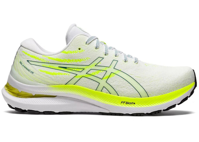 ASICS Gel-Kayano 29 White Velvet Pine Safety Yellow