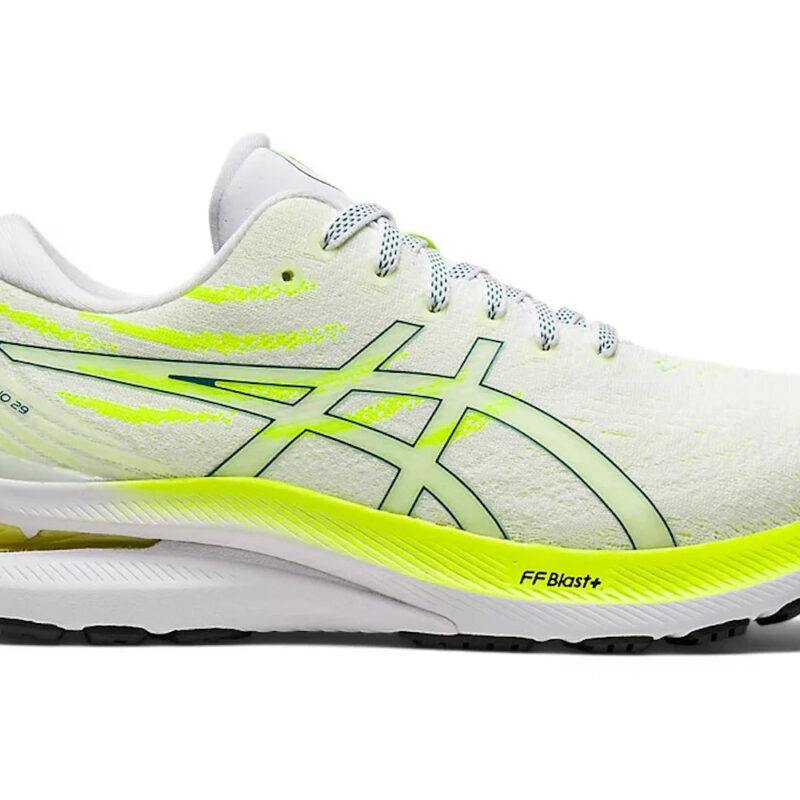 ASICS Gel-Kayano 29 White Velvet Pine Safety Yellow