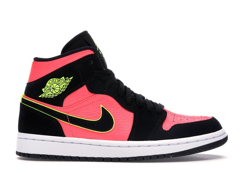 Jordan 1 Mid Black Hot Punch (Women's)
