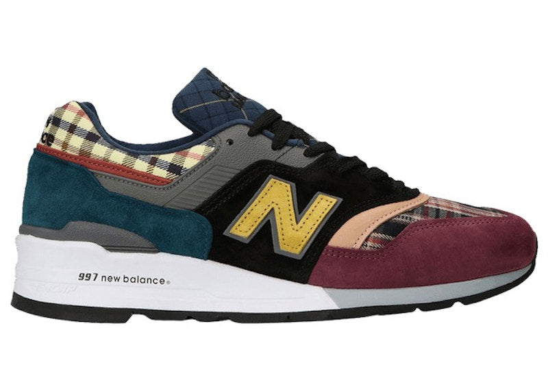 New Balance 997 MiUSA Plaid Pack Burgundy Black