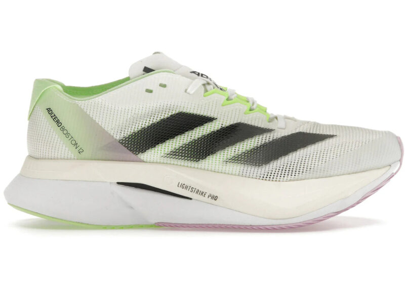 adidas Adizero Boston 12 Cloud White Core Black Green Spark - Image 2
