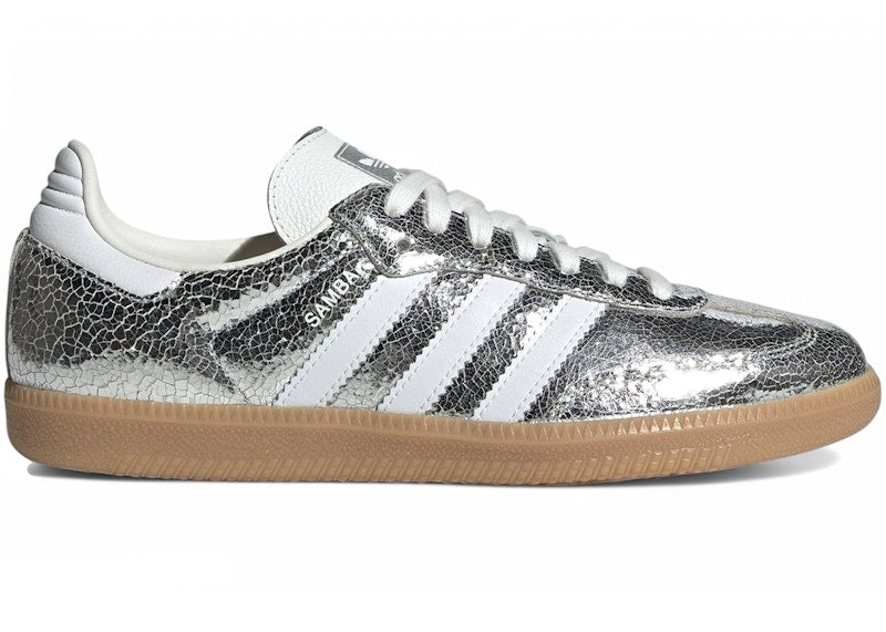 adidas Samba OG Silver Metallic Cracked Leather (Women's)