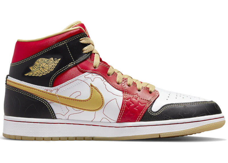 Jordan 1 Mid XQ White Black Sport Red Men's - DV0576-176 - US