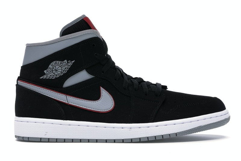 Jordan 1 Mid Black Particle Grey Gym Red