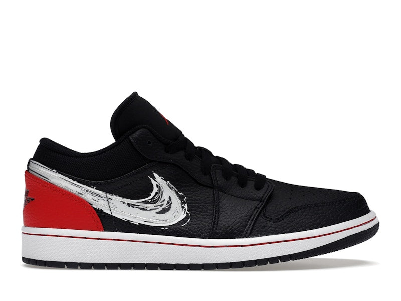 Jordan 1 Low Brushstroke Swoosh Black