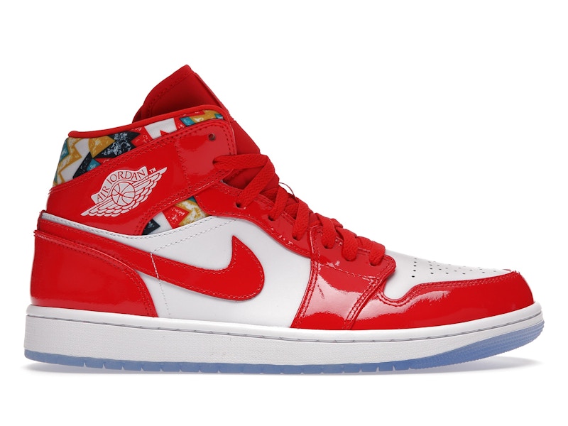 Jordan 1 Mid Barcelona Sweater Red Patent Men's - DC7294-600