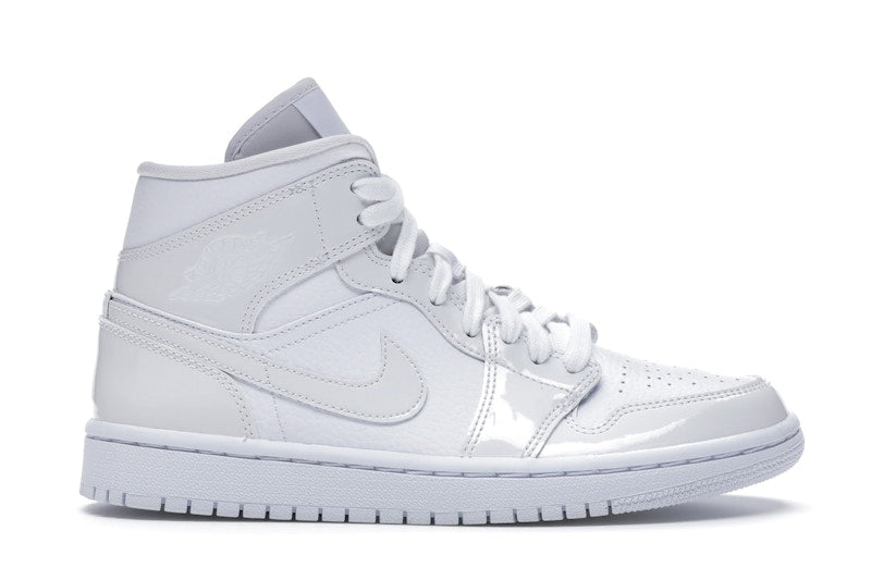 Jordan 1 Mid Triple White Patent Swoosh (Women's)