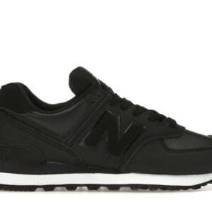 New Balance 574 Black Leather White Midsole (Women's)