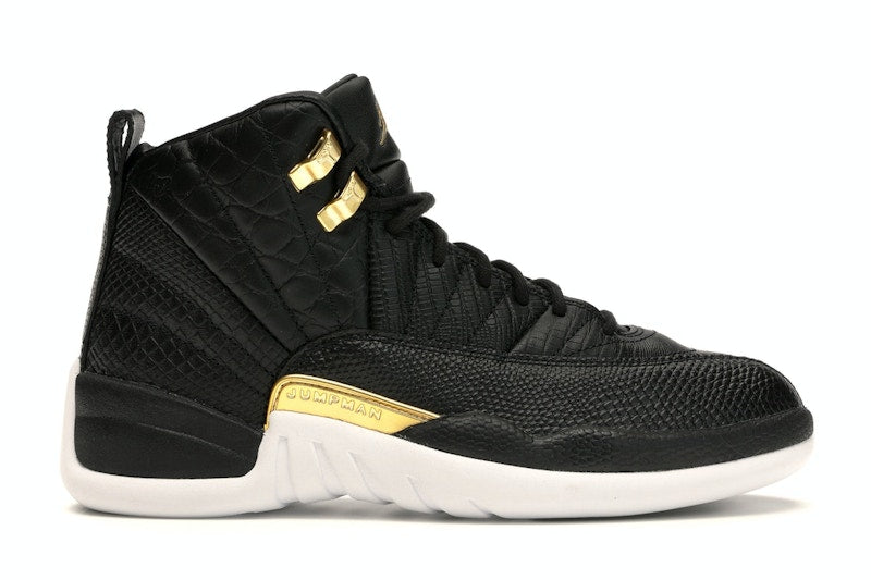 Jordan 12 Retro Black Metallic Gold White (Women's)