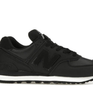 New Balance 574 Black Leather White Midsole (Women's) - Image 2