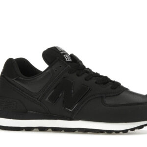 New Balance 574 Black Leather White Midsole (Women's) - Image 3