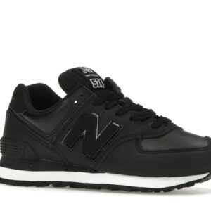 New Balance 574 Black Leather White Midsole (Women's) - Image 4
