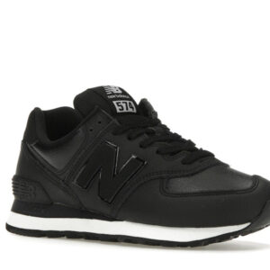 New Balance 574 Black Leather White Midsole (Women's) - Image 5
