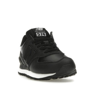 New Balance 574 Black Leather White Midsole (Women's) - Image 8
