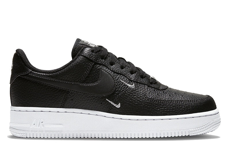 Nike Air Force 1 Low '07 Essential Black White Silver Mini Swoosh (Women's)