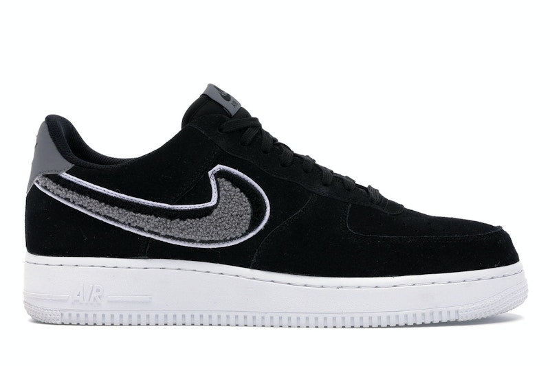 Nike Air Force 1 Low 3D Chenille Swoosh Black Cool Grey
