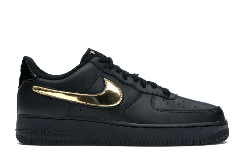 Nike Air Force 1 Black Metallic Gold Removable Swoosh Pack