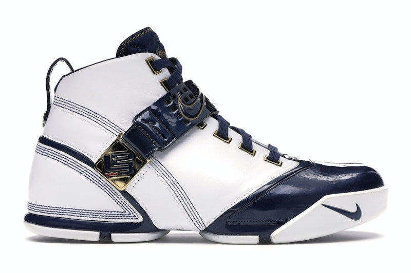 Nike LeBron 5 White Navy Metallic Gold